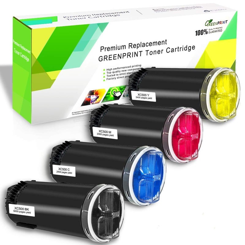 GREENPRINT 4 Colors Remanufactured Toner Cartridges C500 C505 Standard Capacity 5000 Pages for BK & 2400 Pages for C M Y for Xerox VersaLink C500 C505 C500DN C500N C505S C505X Laser Printers - Image 1